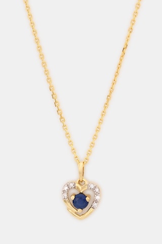 Pendente Heart - Ouro amarelo, diamantes e safira