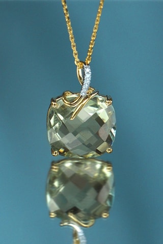 Pendente Olivia - Ouro amarelo, diamantes e ametista