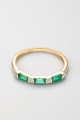 Anel Gaby - Ouro amarelo, diamantes e esmeraldas