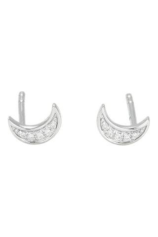 Brincos Diamond moon - Ouro branco e diamantes