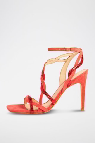 Sandales à talons en cuir - Rouge