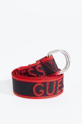 Ceinture à double boucle en cuir - Rouge