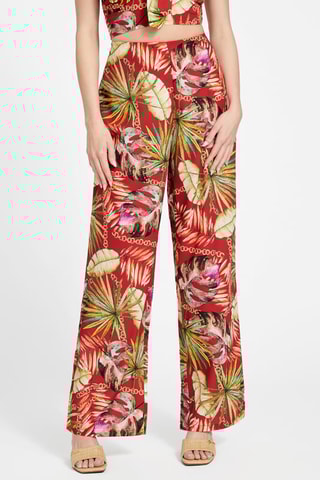 Pantalon palazzo taille haute - Rouge