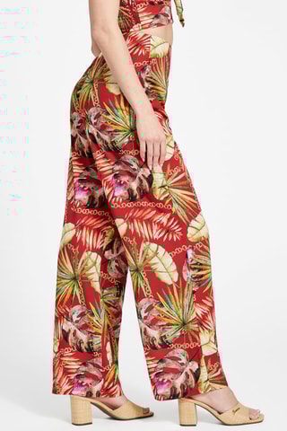 Pantalon palazzo taille haute - Rouge