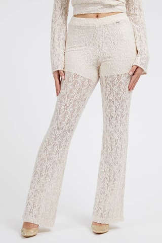 Pantalon flare en dentelle - Beige