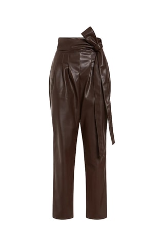 Pantalon regular 7/8 taille haute - Marron foncé