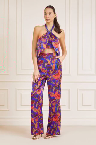 Pantalon palazzo taille haute Betty - Bleu marine