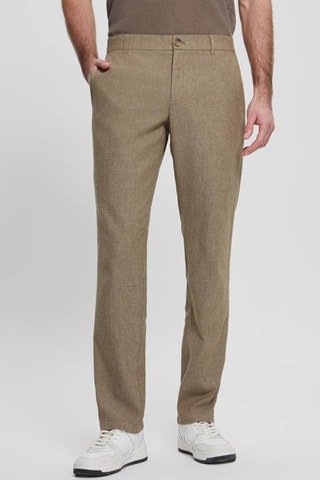 Pantalon regular en lin - Kaki chiné