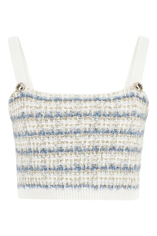 Crop top - Blanc et bleu marine