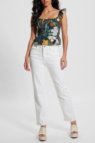 Top en lin - Noir et vert