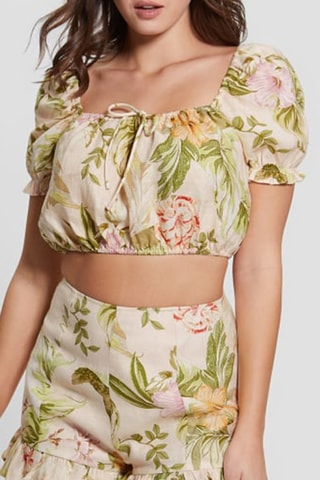 Crop top en lin - Beige