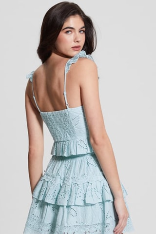 Crop top en broderie anglaise Arielle - Ciel