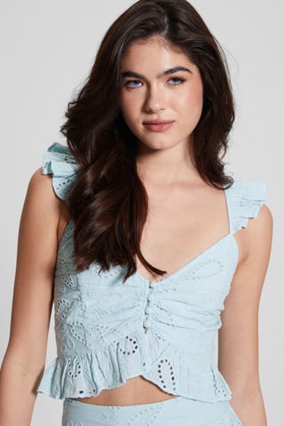 Crop top en broderie anglaise Arielle - Ciel