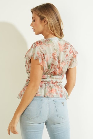 Top Joandra - Vert d'eau et orange