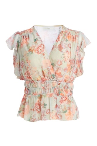 Top Joandra - Vert d'eau et orange