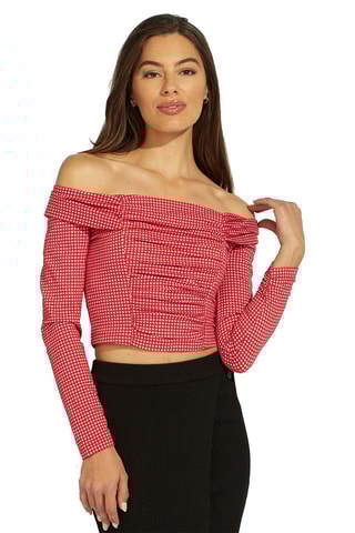 Top drapé Zita - Rouge et blanc