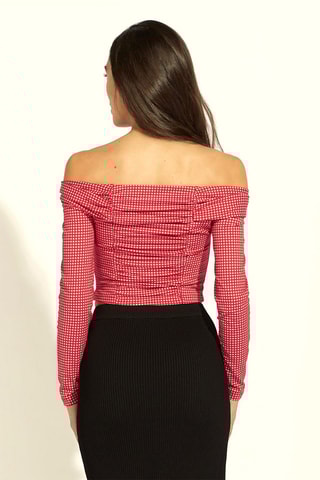 Top drapé Zita - Rouge et blanc