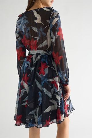 Robe patineuse Pavelina - Bleu marine et rouge