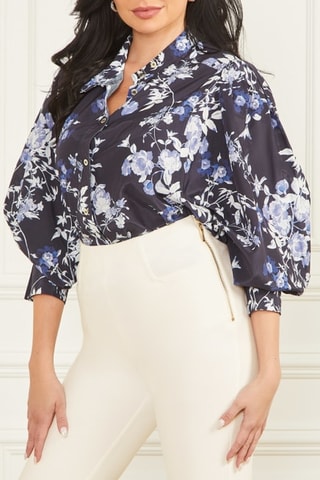 Chemisier en soie - Bleu marine