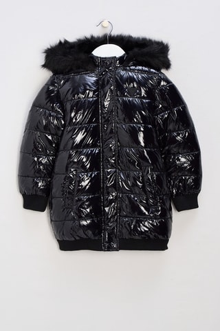 Doudoune longue à capuche - Noir