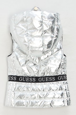 Doudoune sans manches à capuche Metallic logo - Argenté