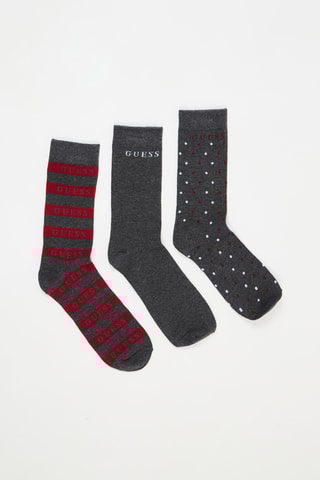 3 paires de chaussettes Marrel - Gris foncé chiné et rouge