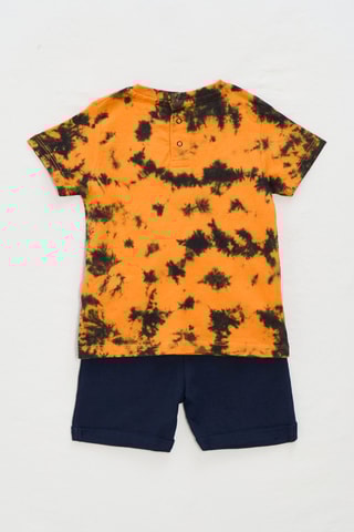T-shirt tie and dye et short - Orange et bleu marine