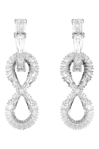 Oorbellen met Swarovski Kristallen Hyperbola - Zilverkleurig en Wit