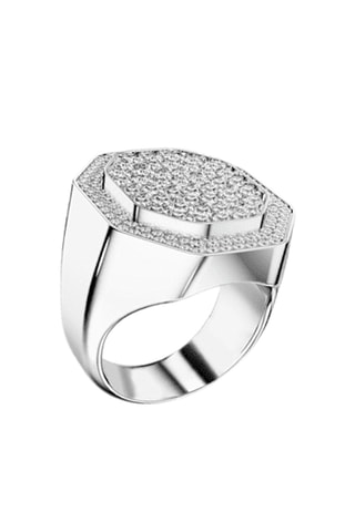 Ring Cocktail Dextera - Zilverkleurig en Wit