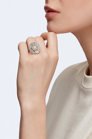 Ring met Swarovski Kristallen Eternal Flower - Wit en Geel