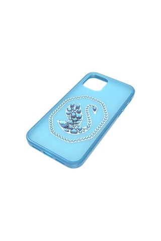 Case iPhone 12/12 Pro met Swarovski Kristallen Zwaan - Blauw