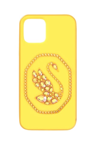 Case iPhone 12/12 Pro met Swarovski Kristallen Zwaan - Geel