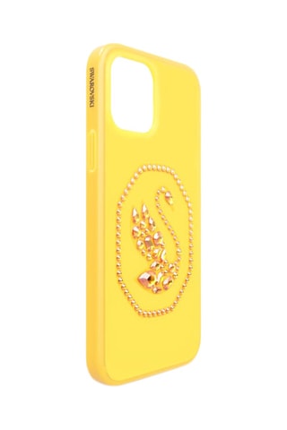 Case iPhone 12 Pro Max met Swarovski Kristallen Zwaan - Geel