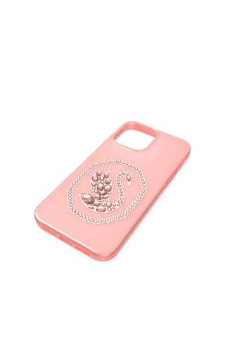 Case voor iPhone 13 Pro Max met Swarovski Kristallen Zwaan - Roze