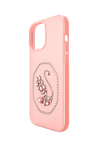 Case voor iPhone 13 Pro Max met Swarovski Kristallen Zwaan - Roze