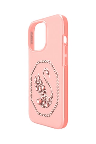 Case voor iPhone 13 met Swarovski Kristallen Zwaan - Roze