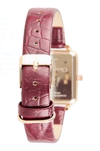 Polyurethaan Quartz Horloge - Bordeauxrood en Goudkleurig