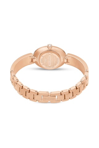 Metalen Quartz Horloge, leer, Roséverguld en met Swarovski Kristallen Crystal Rock Oval