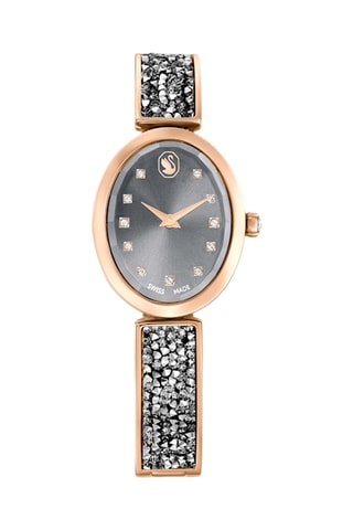 Stalen Doublé Roségoud Quartz Horloge Crystal Rock 