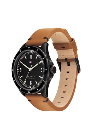 Leren Quartz Horloge Zwart