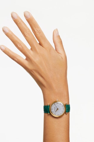 Kalfsleren Quartz Horloge, Verguld en met Swarovski Kristallen Crystalline Wonder