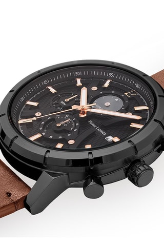 Leren Quartz Horloge Criterium - Chronograaf - Bruin en Zwart
