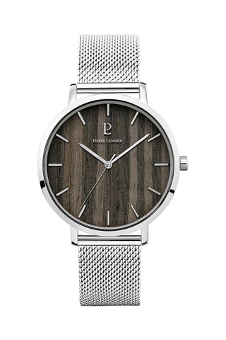 Stalen Quartz Horloge Nature Zilverkleurig en Naturel 