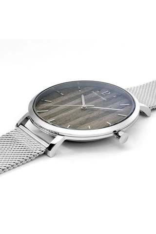 Stalen Quartz Horloge Nature Zilverkleurig en Naturel 