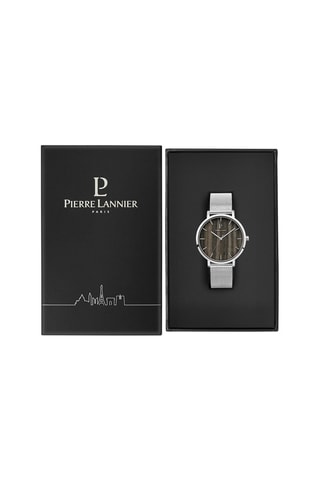 Stalen Quartz Horloge Nature Zilverkleurig en Naturel 