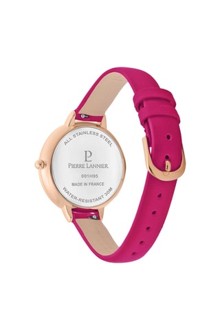 Leren Quartz Horloge Délice  Frambozenrood en Roségoudkleurig