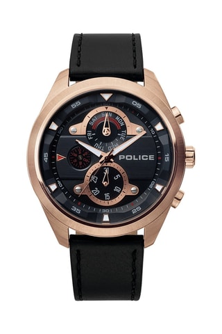 Leren en Doublé Roségoud Ion Quartz Horloge Marine 