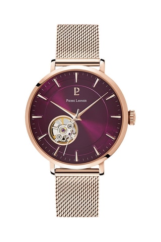 Stalen Automatisch Horloge - Roségoudkleurig en Bordeauxrood