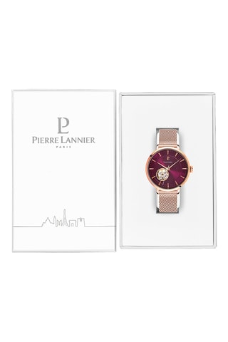 Stalen Automatisch Horloge - Roségoudkleurig en Bordeauxrood