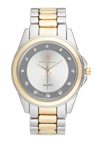 Stalen Quartz Horloge Zilverkleurig en Goudkleurig